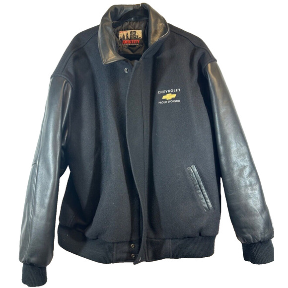 Olympic Other - VTG RARE Salt Lake City Olympics 2002 Leather Wool Bomber Jacket Men L Chevrolet